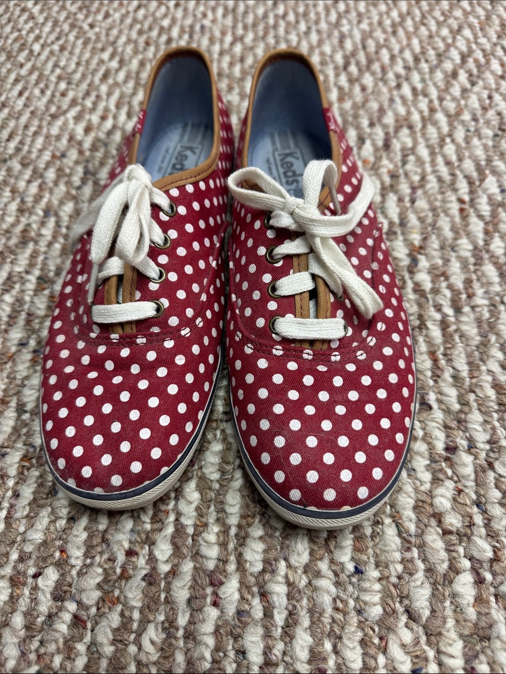 Keds Women's Burgundy Polka Dot Canvas Sneakers